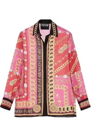VERSACE Femme, Blouses et Chemises, Rose, Taille: 40 FR Chemise transparente à motif col classique fermeture boutonnée