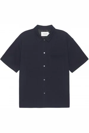 Frame Homme, Chemises, Bleu, Taille: 2XL Chemise en Laine Marine à Manches Courtes