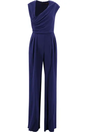 Max Mara Femme, Combinaisons et Ensembles, Bleu, Taille: 38 FR Combinaison Bleue Drapée avec Jambes Larges