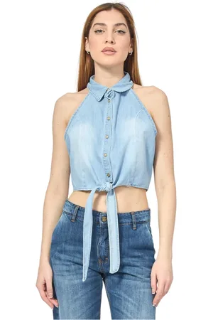 Gaudi Femme, Tops, Bleu, Taille: 40 FR Chemise Chambray Bleue avec Avant