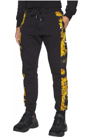 VERSACE Homme, Pantalons, Noir, Taille: M Pantalon de survêtement avec impression de chaîne baroque