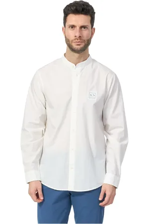 Armani Exchange Homme, Chemises, Blanc, Taille: XL Chemise Blanche en Popeline de Coton