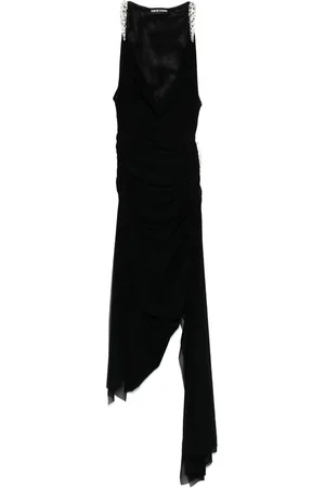 DAVID KOMA Femme, Robes, Noir, Taille: 36 FR Robe Noire Asymétrique avec Cristaux