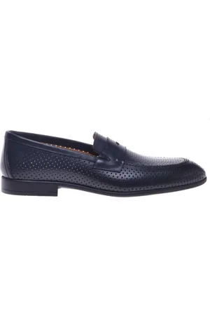 BALDININI Homme, Chaussures, Bleu, Taille: 41 1/2 EU perforated leather loafer
