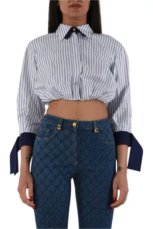 Elisabetta Franchi Femme, Blouses et Chemises, Multicolore, Taille: 38 FR Chemise à rayures en popeline avec dans le dos