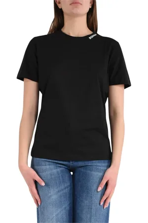 Dondup Femme, Tops, Noir, Taille: 38 FR T-shirt Col Rond en Jersey de Coton