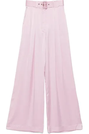 ZIMMERMANN Femme, Pantalons, Rose, Taille: 40 FR Pantalon en soie rose clair
