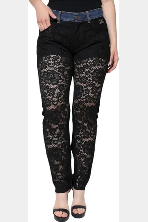 Dolce & Gabbana Femme, Jeans, Noir, Taille: 40 FR Jean Skinny en Dentelle Florale
