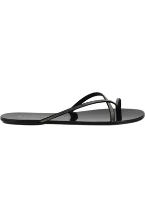 Pedro Garcia Femme, Chaussures, Noir, Taille: 37 1/2 EU Sandales Plates en Strass Chic