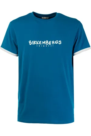 Bikkembergs Homme, Tops, Bleu, Taille: M T-shirt homme avec logo imprimé