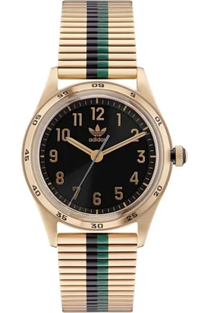 adidas Unisex, Accessoires, Jaune, Taille: ONE Size Montre Analogique en Acier Inoxydable Doré