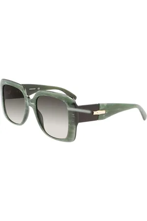 Longchamp Femme, Accessoires, Vert, Taille: ONE Size Lunettes de Soleil en Acétate Vert avec Verres Gris