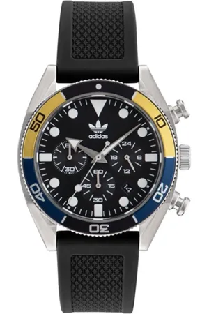 adidas Homme, Accessoires, Noir, Taille: ONE Size Montre Chronographe en Silicone Noir