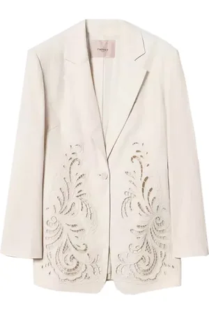 Twin-Set Femme, Vestes, , Taille: 40 FR Veste de blazer en lyocell avec broderie cachemire