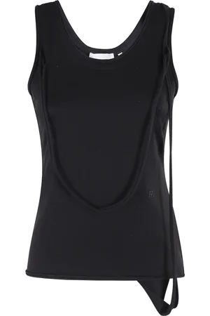 Helmut Lang Femme, Tops, Noir, Taille: 40 FR Débardeur Noir à Bretelles Col Rond