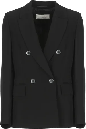 PESERICO SIGN Femme, Vestes, Noir, Taille: 42 FR Blazer noir à double boutonnage pour femme