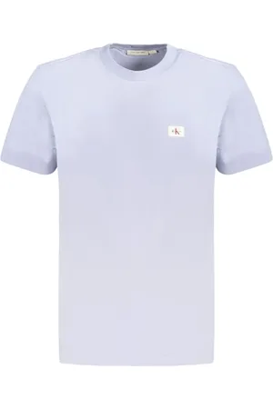 Calvin Klein Homme, Tops, Bleu, Taille: L T-shirt en Coton avec Logo en Bleu Clair