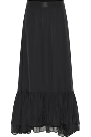 Bruuns Bazaar Femme, Jupes, Noir, Taille: 40 FR Jupe longue élégante en mousseline de soie