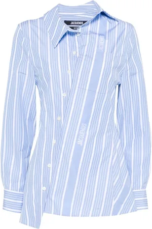 Jacquemus Femme, Blouses et Chemises, Bleu, Taille: 38 FR Chemise Rayée Pablo en Bleu Clair