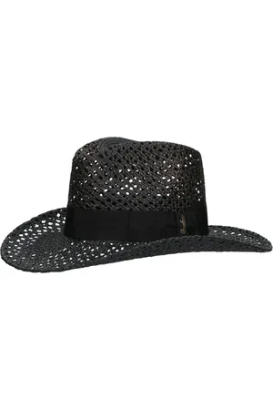 Borsalino Homme, Accessoires, Noir, Taille: 61 CM Chapeau de paille style cowboy ventilé