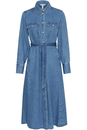 Part Two Femme, Robes, Bleu, Taille: 44 FR Robe en Denim Bleu avec Fermeture à Boutons