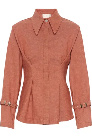 Gestuz Femme, Vestes, Rose, Taille: 42 FR Chemisier Blouse en Denim Rose Poudré