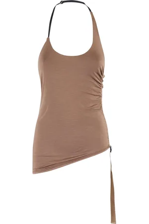 Helmut Lang Femme, Tops, Brun, Taille: 38 FR Haut de Harnais Vent Marron Sangle Élastique