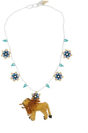 FORTE FORTE Femme, Accessoires, Multicolore, Taille: ONE Size Collier de perles animalier gris