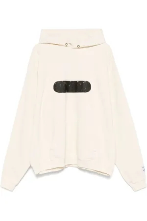 GALLERY DEPT. Homme, Sweatshirts et sweats à capuche, , Taille: S Sweat à Capuche Blanc Crème Imprimé Graphique