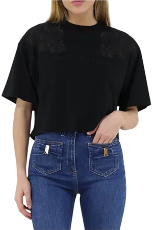 Elisabetta Franchi Femme, Tops, Noir, Taille: 38 FR T-shirt Décontracté en Coton pour Femmes
