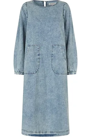 Lollys Laundry Femme, Robes, Bleu, Taille: 42 FR Robe Midi Minimaliste en Denim Lavé