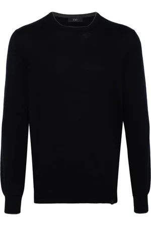 FAY Homme, Pulls, Noir, Taille: M T-shirt Col Rond avec Patches