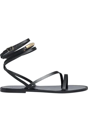 SEMICOUTURE Femme, Chaussures, Noir, Taille: 37 EU Sandales Noires en Cuir avec Bride de Cheville Réglable
