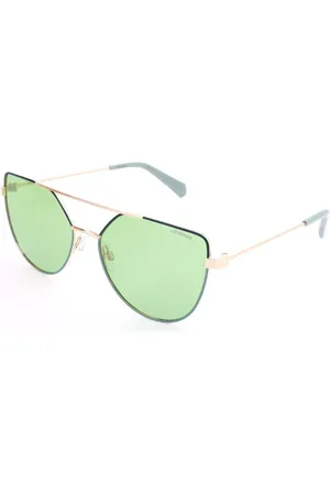 Polaroid Femme, Accessoires, Jaune, Taille: ONE Size Lunettes de Soleil en Métal Doré avec Verres Verts