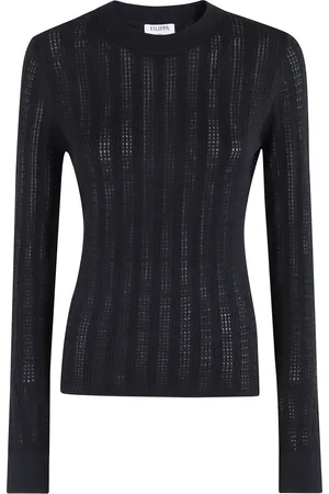 Filippa K Femme, Tops, Noir, Taille: 38 FR Haut en Tricot de Dentelle Noir Manches Longues