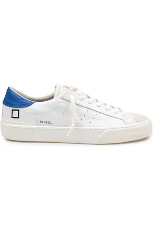D.A.T.E. Homme, Chaussures, Blanc, Taille: 45 EU Baskets en Cuir Blanc et Bluette