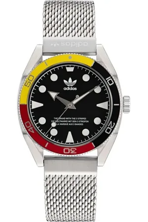 adidas Homme, Accessoires, Gris, Taille: ONE Size Montre Analogique en Acier Inoxydable Gris avec Quartz