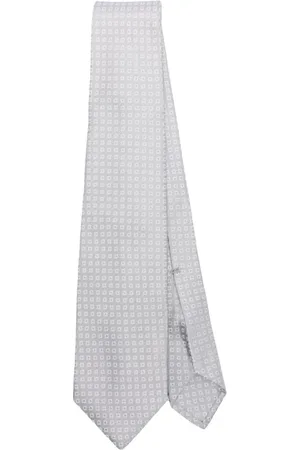 BARBA Homme, Accessoires, Gris, Taille: ONE Size Cravate en Soie Gris Clair avec Motif Jacquard