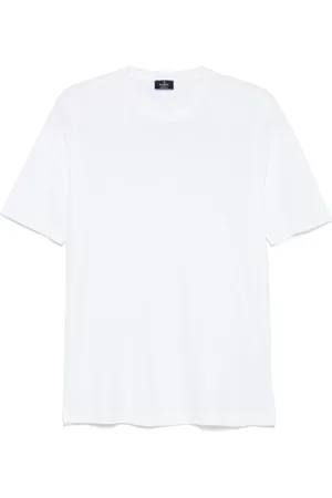 BARBA Homme, Tops, Blanc, Taille: M T-shirt Blanc en Coton avec Col Rond