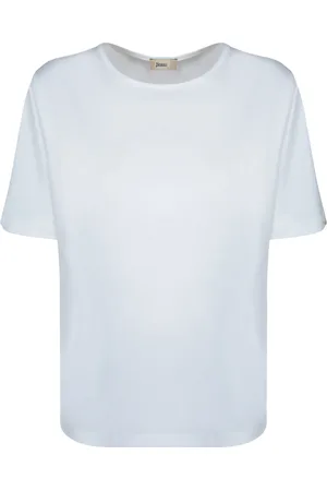 HERNO Femme, Tops, Blanc, Taille: 44 FR T-shirt en jersey blanc, col rond, manches courtes