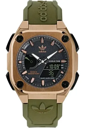 adidas Homme, Accessoires, Vert, Taille: ONE Size Montre en Silicone Vert Analogique/Numérique à Quartz