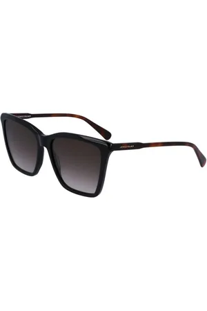Longchamp Femme, Accessoires, Noir, Taille: ONE Size Lunettes de Soleil en Acétate Noir avec Verres Gris
