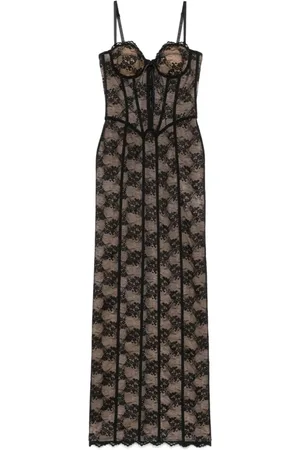 GIUSEPPE DI MORABITO Femme, Robes, Noir, Taille: 38 FR Robe en Dentelle Noire Florale Élégante