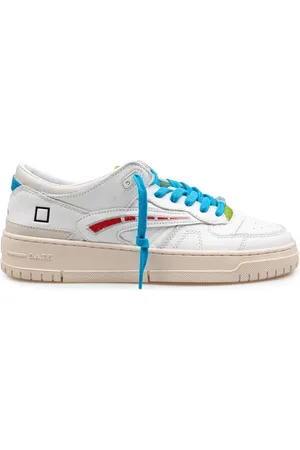 D.A.T.E. Homme, Chaussures, Blanc, Taille: 43 EU Baskets en Cuir Perforé Blanc/Rouge