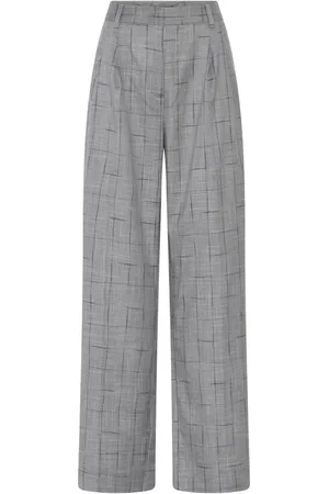 Bruuns Bazaar Femme, Pantalons, Gris, Taille: 36 FR Pantalon ample à carreaux gris