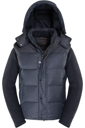 MOORER Homme, Vestes, Bleu, Taille: 2XL Hybrid Goose Down-Padded Bomber Jacket