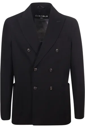 Circolo Homme, Vestes, Noir, Taille: XS Veste Noire à Revers Pointus
