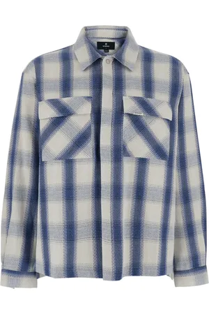 Represent Homme, Chemises, Bleu, Taille: L Chemise bleue à carreaux en mélange de coton