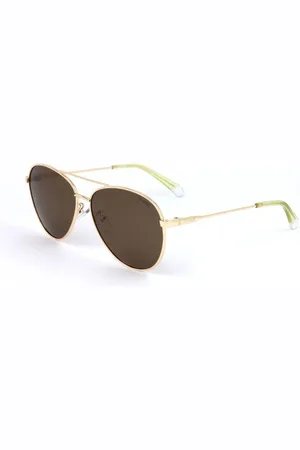 Polaroid Unisex, Accessoires, Jaune, Taille: ONE Size Lunettes de soleil en métal doré