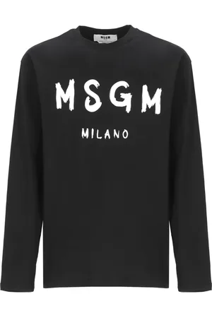 Msgm Homme, Tops, Noir, Taille: L T-shirt en Coton Noir avec Logo